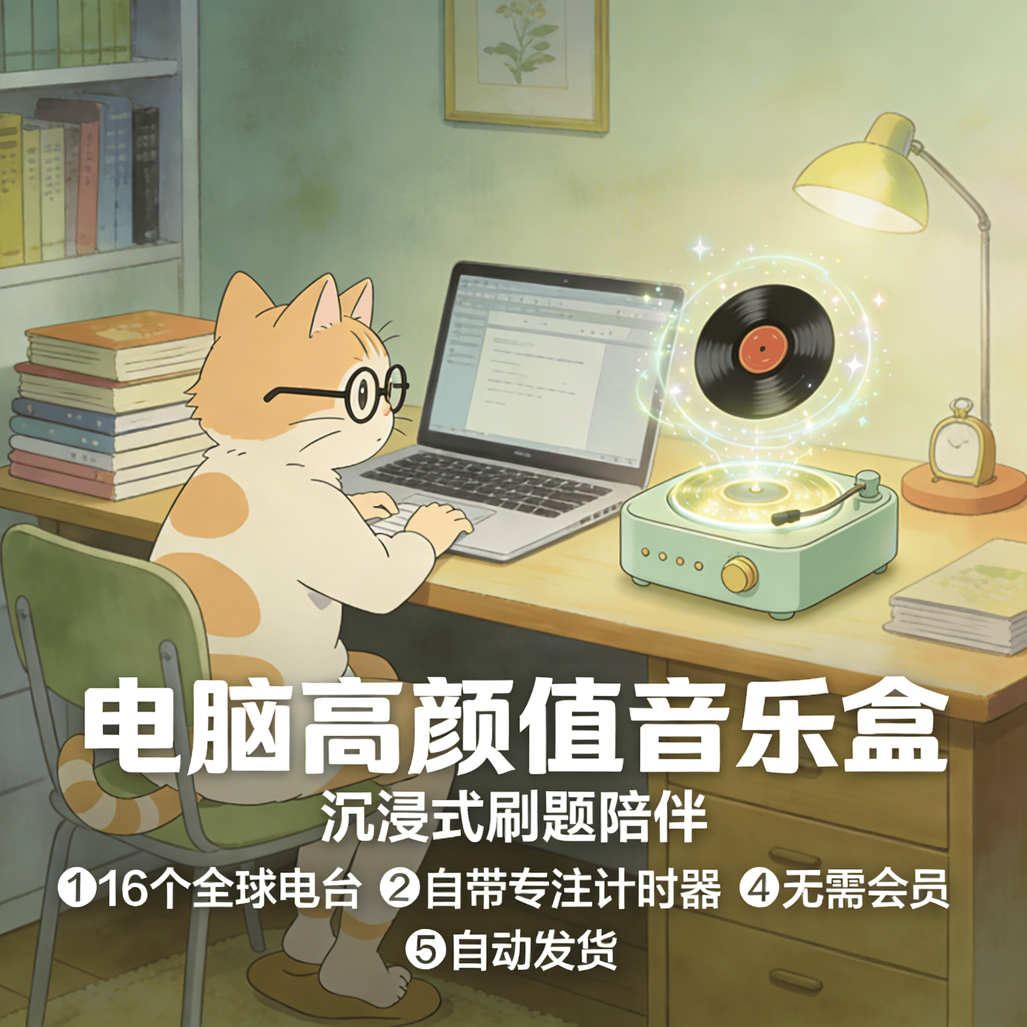 image for 电脑高颜值音乐盒沉浸式刷题陪伴桌面胶囊番茄钟软件：灵动岛 桌面美化推荐