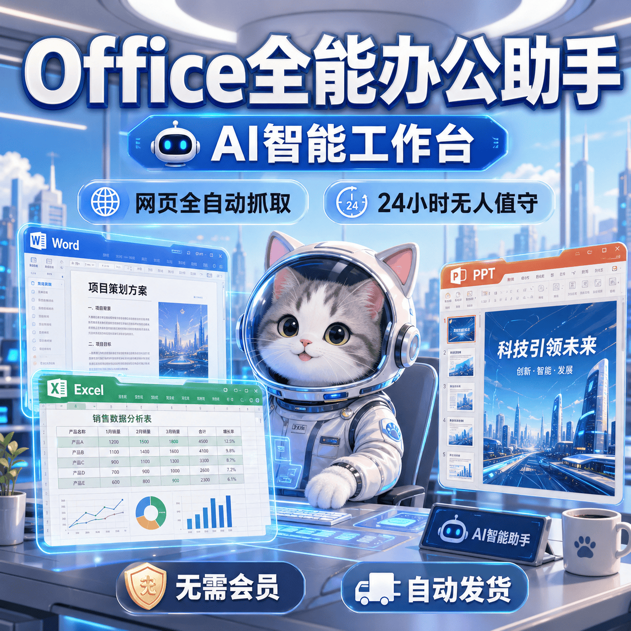 image for AI智能体全自动办公工作台 网页抓取PPT生成 自动化软件